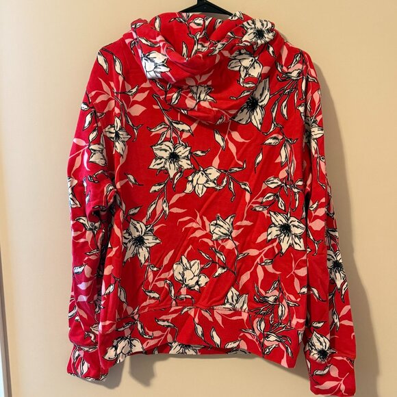 Rag & Bone Red Floral City Terry Printed Hoodie - Medium - Picture 3 of 3
